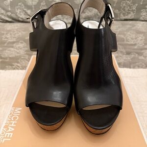 Michael Kors Black Leather Wedges